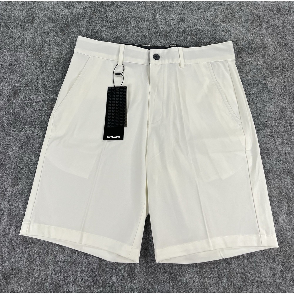 Druids Clima Golf Shorts Mens 32 White Performance Stretch Chino 8" - NWT